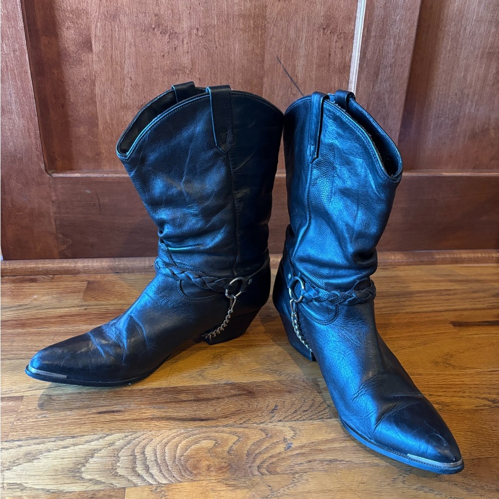 Women's Black Leather Western Boots